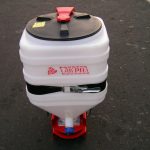 Broadcaster for grass seed, lime & slug pellets. ATV, harrow or tractor mounted