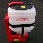 Broadcaster for grass seed, lime & slug pellets. ATV, harrow or tractor mounted