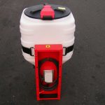 Broadcaster for grass seed, lime & slug pellets. ATV, harrow or tractor mounted