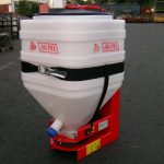 Broadcaster for grass seed, lime & slug pellets. ATV, harrow or tractor mounted