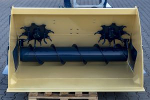 Feed line auger dispenser bucket for roots, grains, silage and other foodstuffs from Agritrend LTD