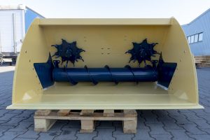 Feed line auger dispenser bucket for roots, grains, silage and other foodstuffs from Agritrend LTD