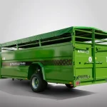 Pronar T046-H Single Axle Cattle and Livestock Trailer with Hydraulic Drop-Down Floor and hydraulic shock absorbers on the suspension.